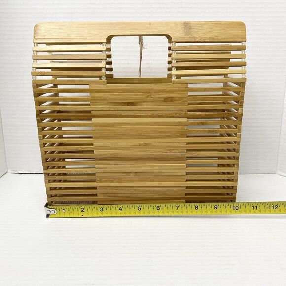 C&C California Bamboo Wooden Rectangle Handbag Summer Beach Picnic Boho Fun - Picture 8 of 15